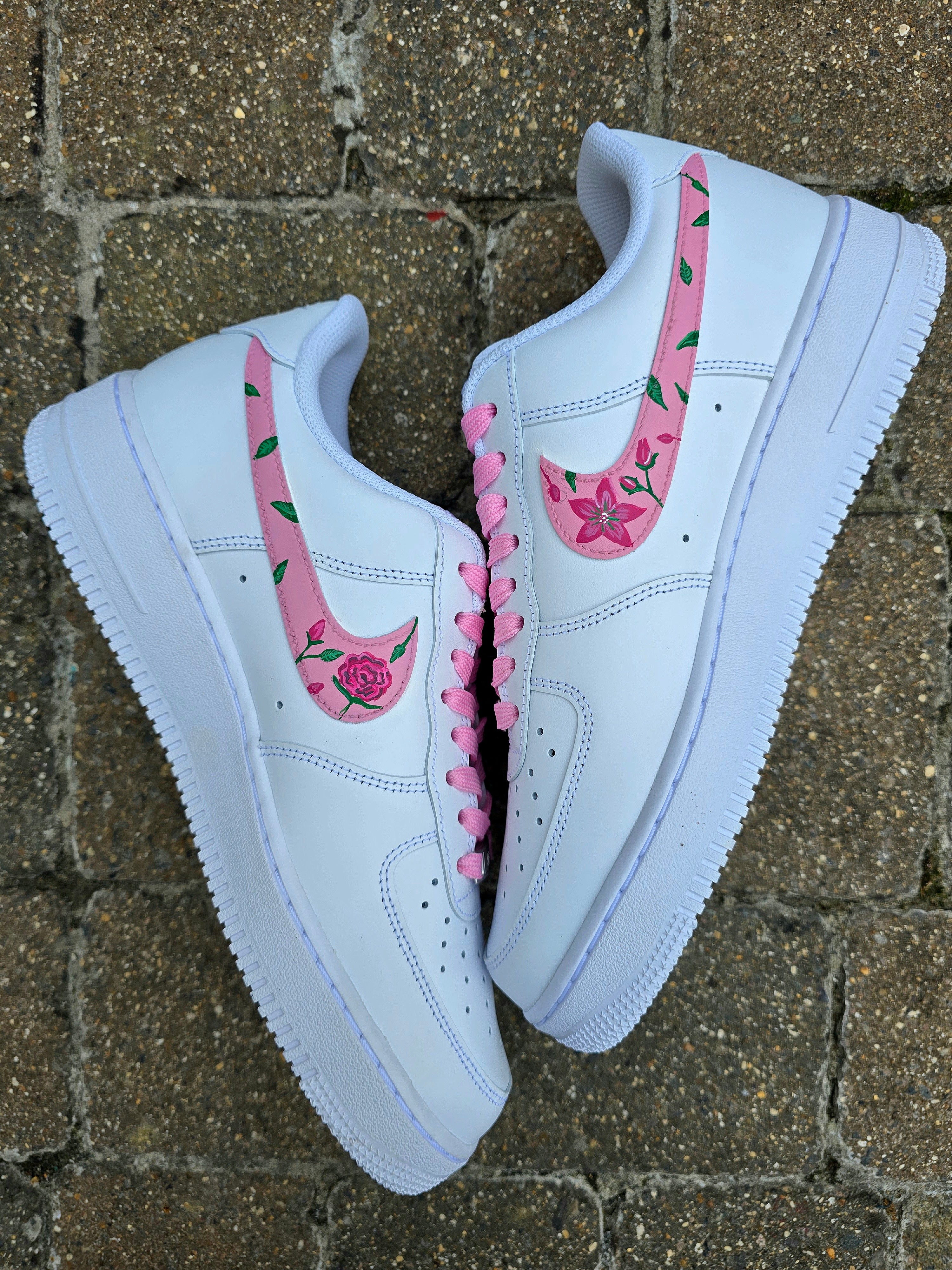 Wedding Bridal Custom Nike AF1 – Pink Floral Hand