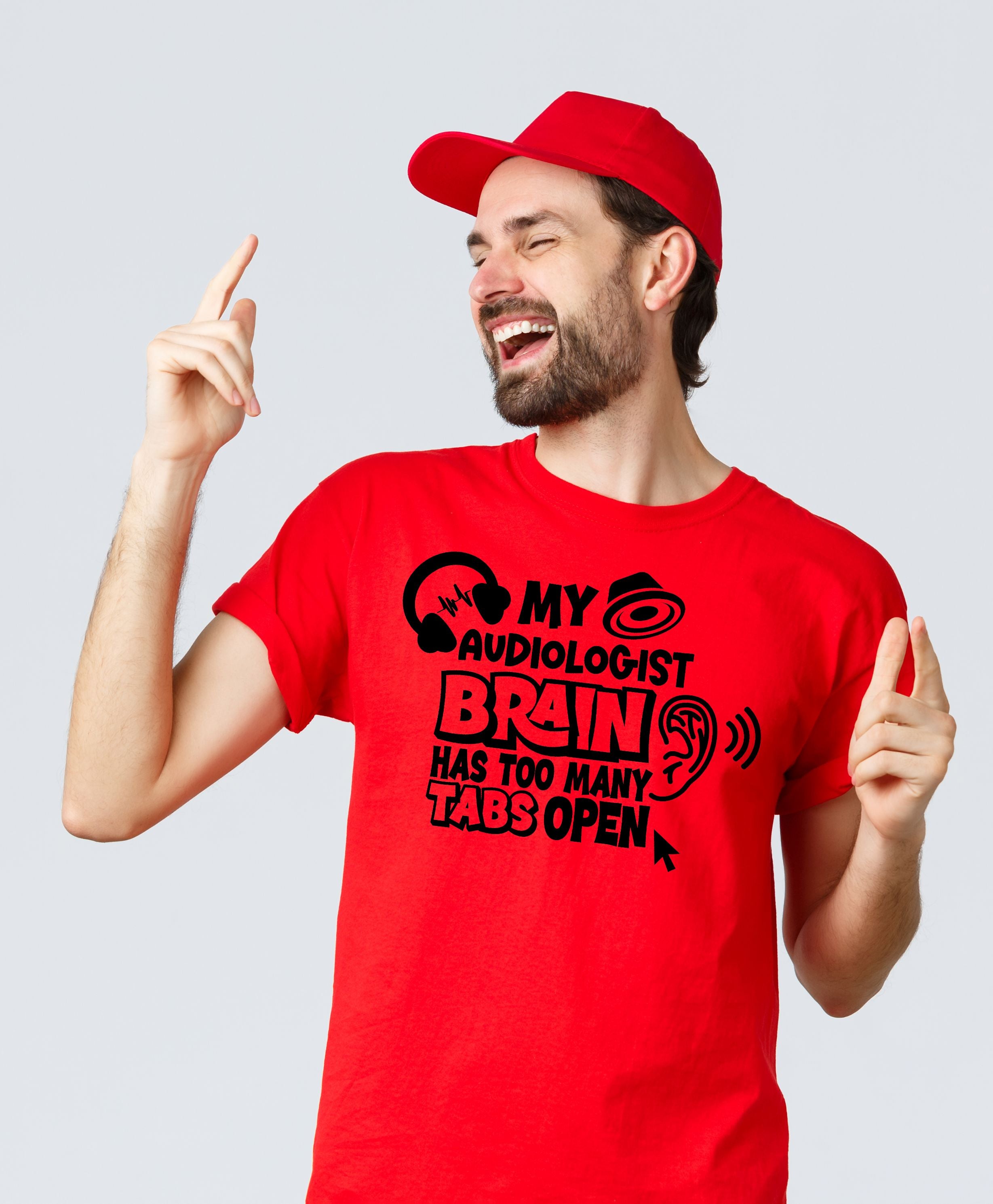 My Audiologist Brain Has Too Many Tabs Open T-Shirt – Fun Design for Audiologists - red 