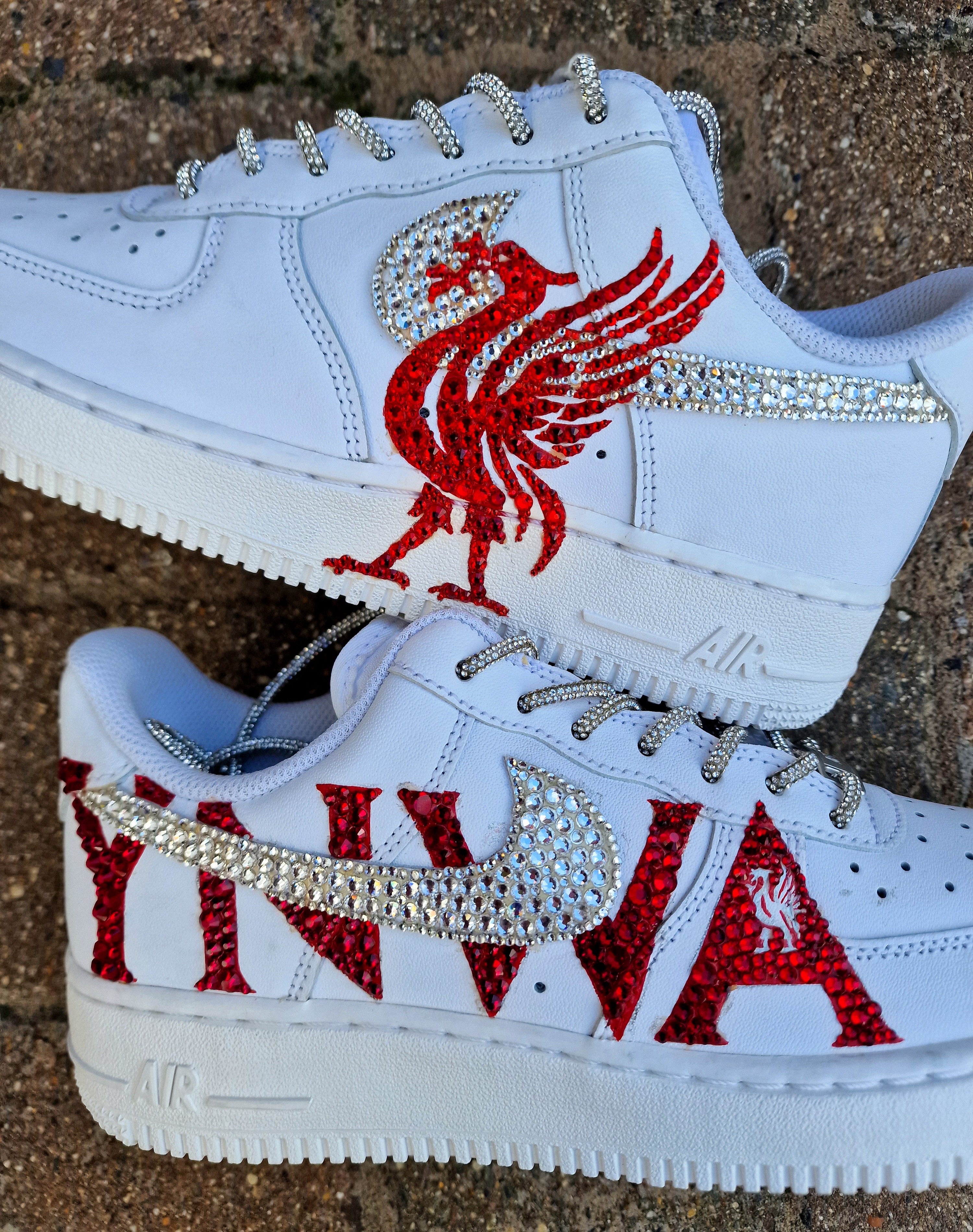 Custom Liverpool FC Liverbird YNWA Nike AF1 Sneakers – Crystal