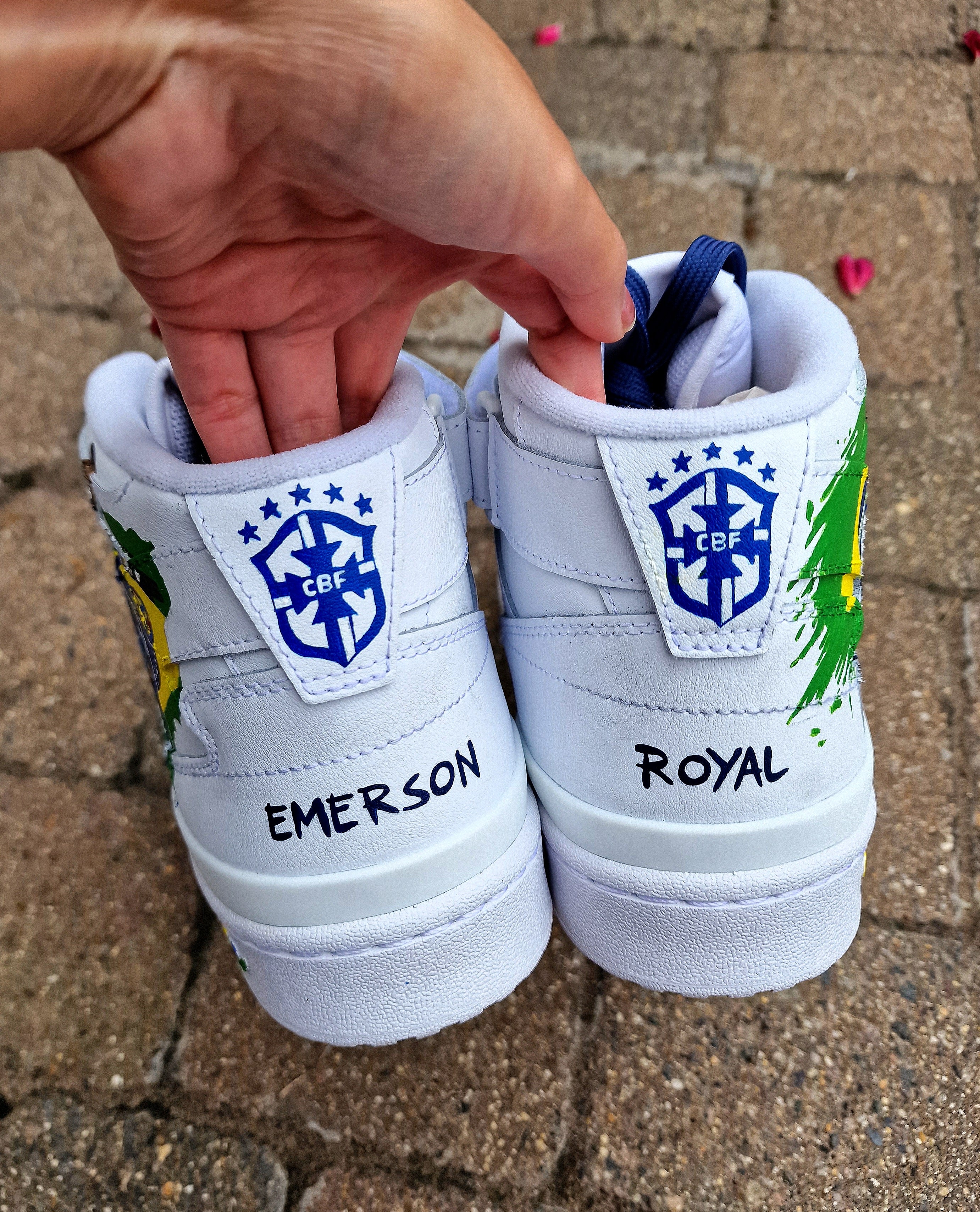 Custom Emerson Royal adidas Sneakers – Brazil x Tottenham Hand Painted Shoes