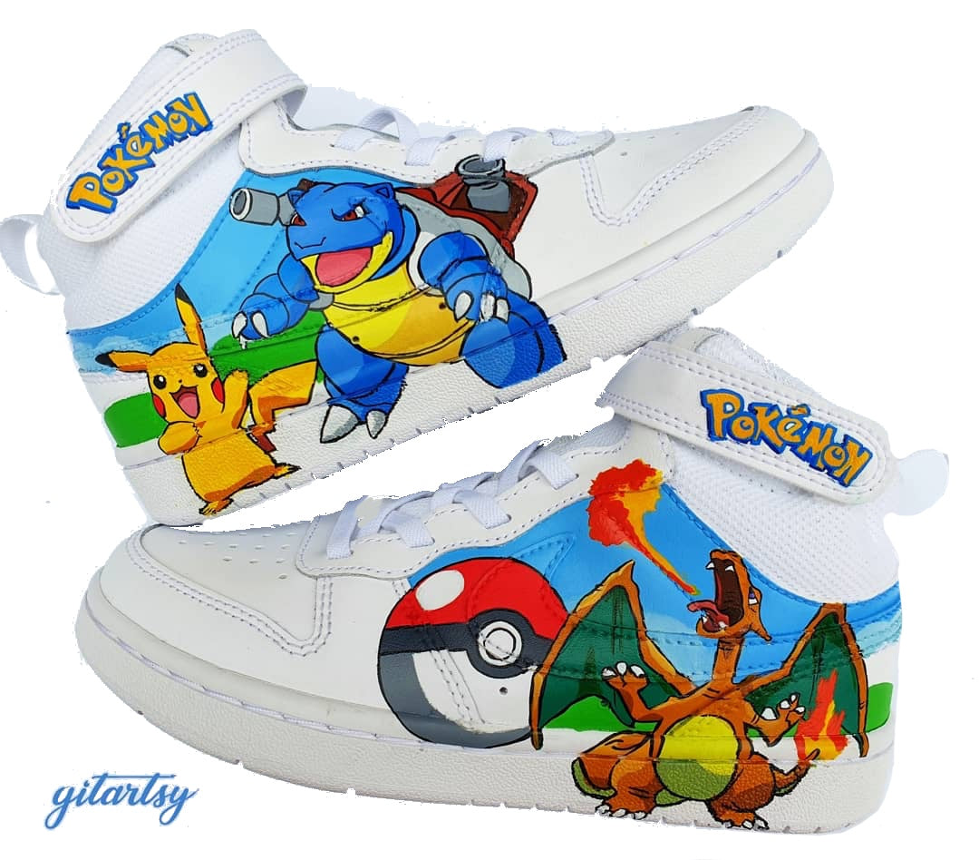 Pokémon Custom Nike AF1 Kids Sneakers | Hand-Painted Pikachu  display picture 1