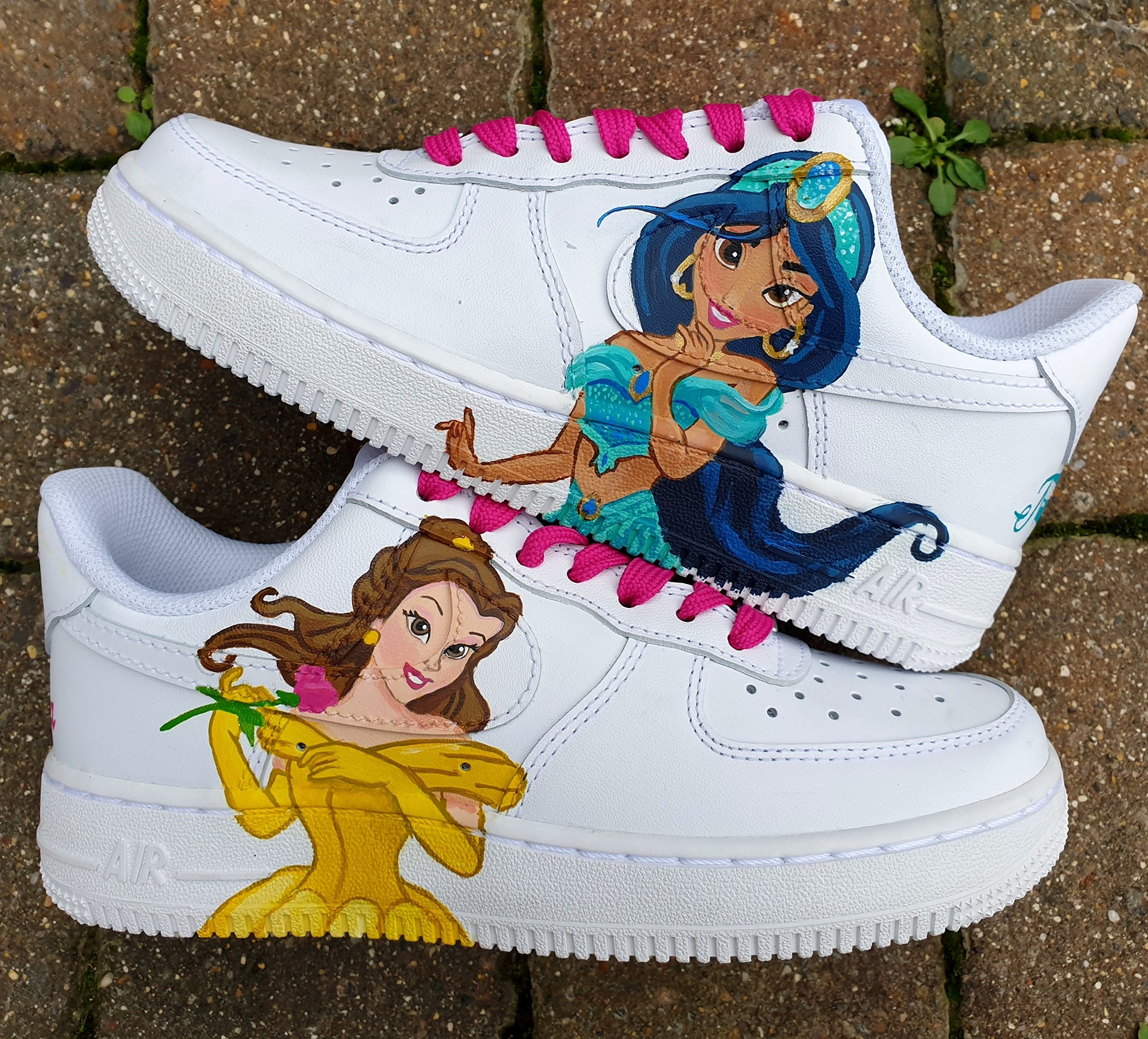 Princess Jasmine Belle Custom Nike AF1 Kids Sneakers Hand