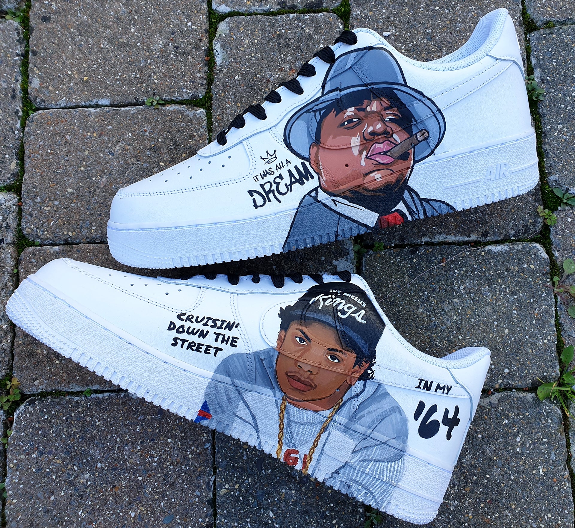 Custom Eazy-E & Jam Master Jay Nike AF1 Sneakers | Gitartsy Hand-Painted