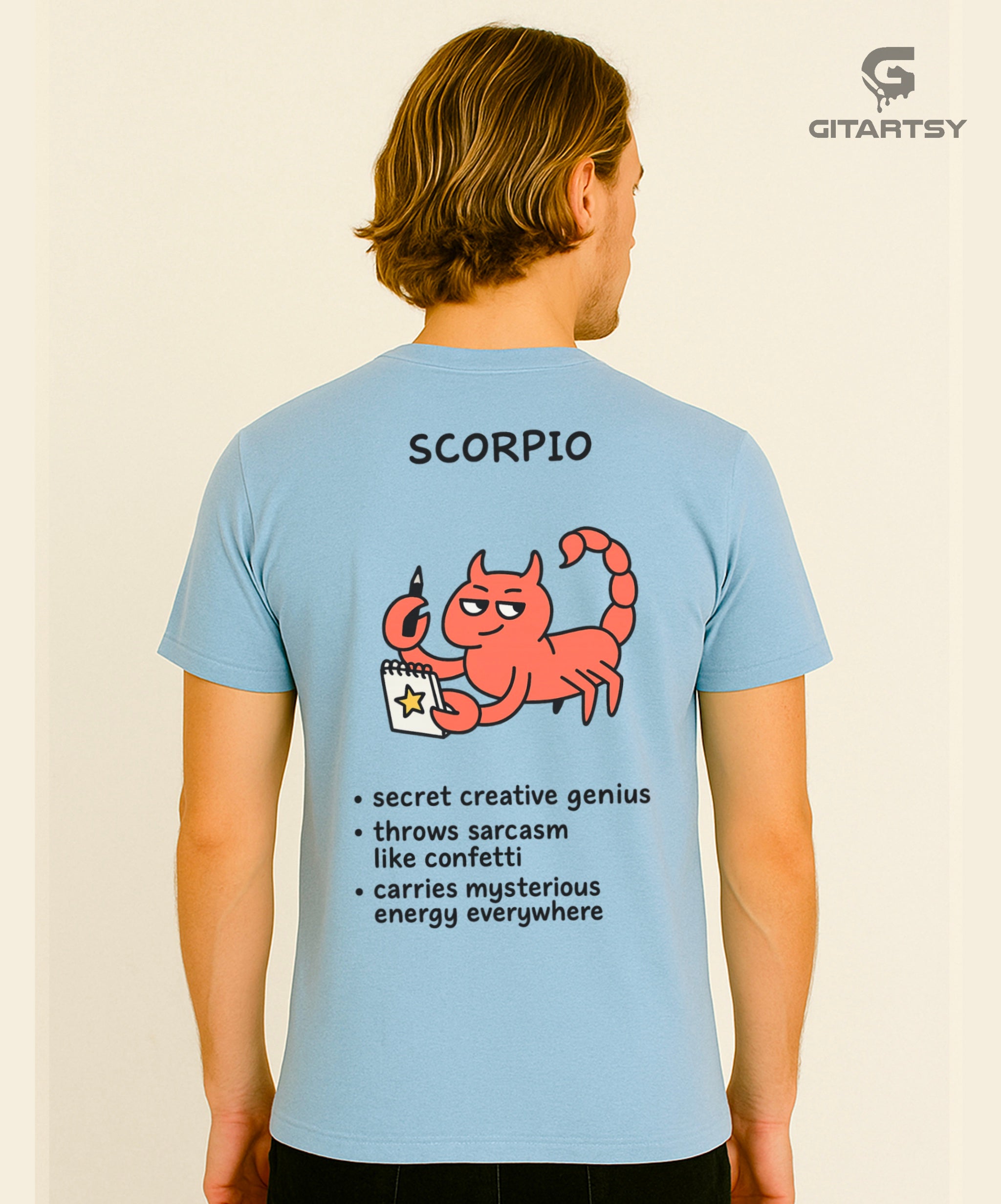 Scorpio Zodiac Sign T-Shirt – Mysterious, Funny & Creative Astrology Tee (Unisex) blue