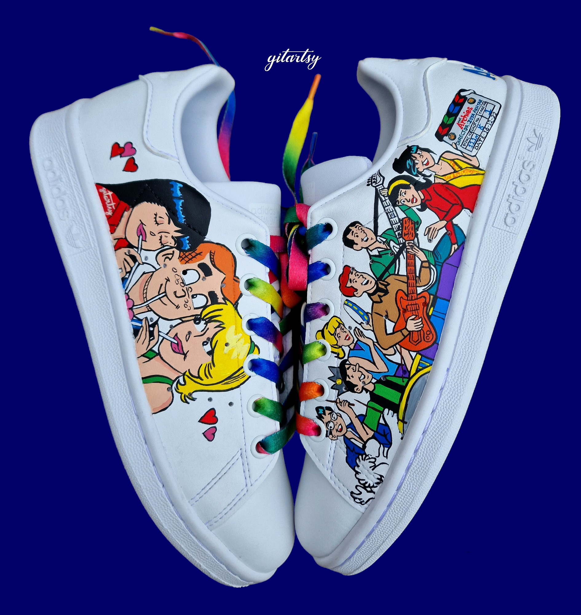 The Archies Cartoon Movie Custom Hand-Painted Adidas Sneakers – Zoya A –  Gitartsy