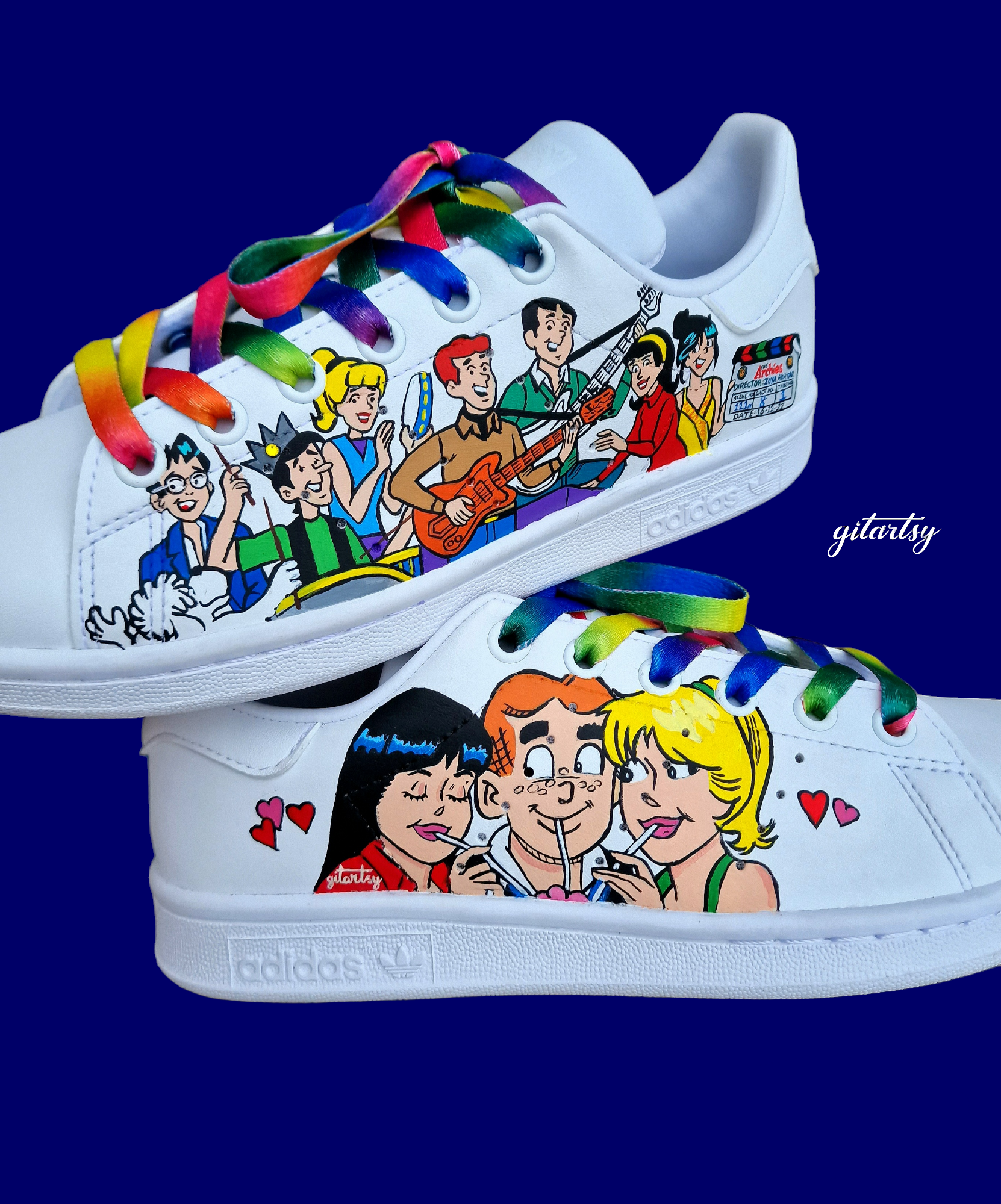 The Archies Cartoon Movie Custom Hand-Painted Adidas Sneakers – Zoya A –  Gitartsy