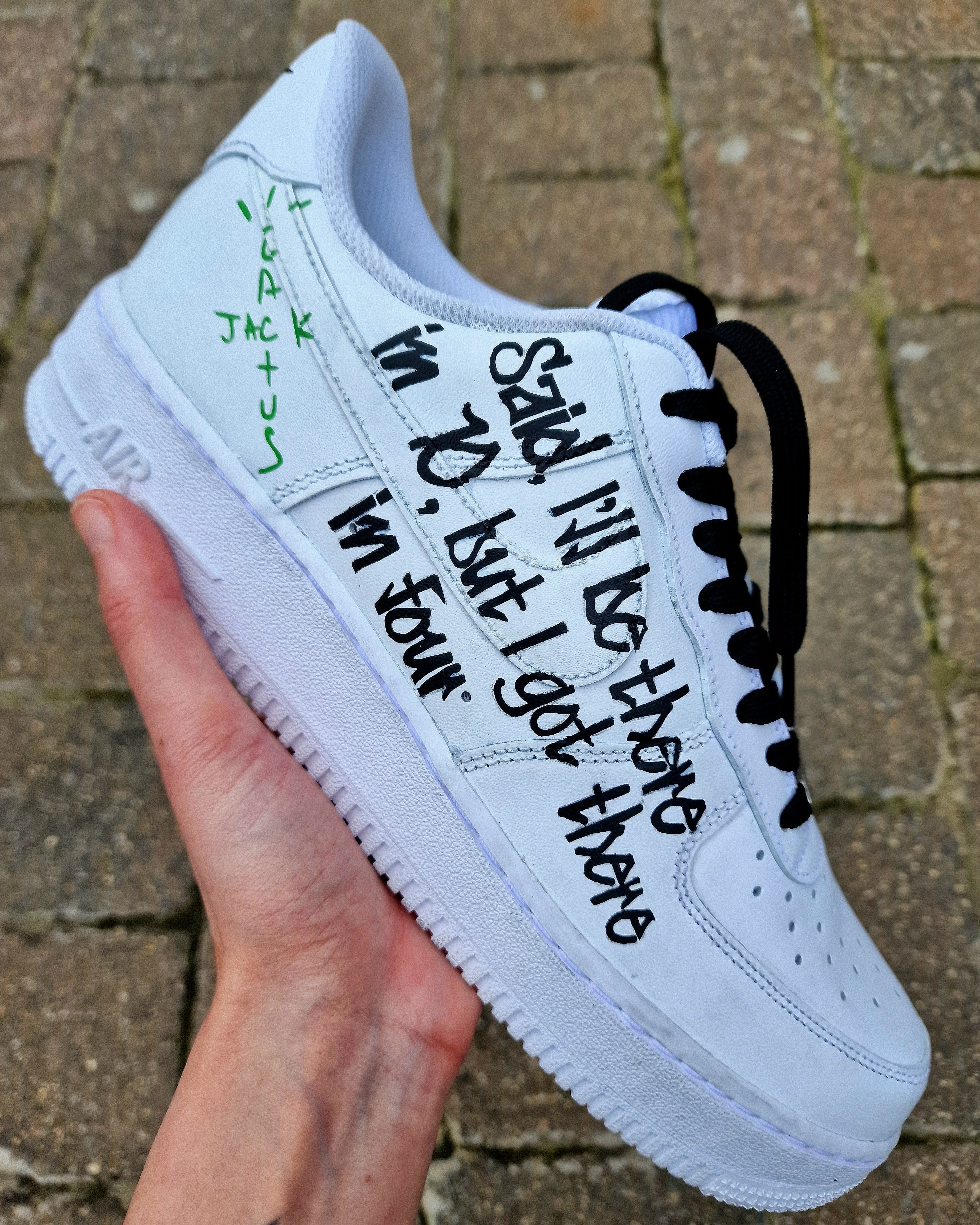 Custom Travis Scott Nike AF1 Sneakers – Hand Painted Portrait
