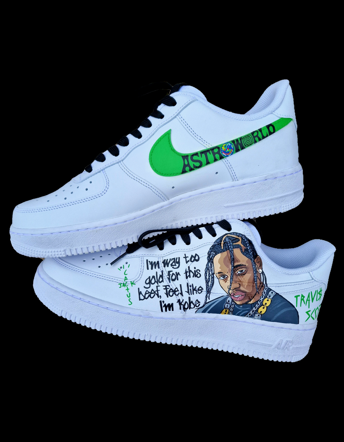 Rapper Af1 Collection Custom Travis Scott Nike AF1 Sneakers – Hand Painted Portrait & Lyrics ...
