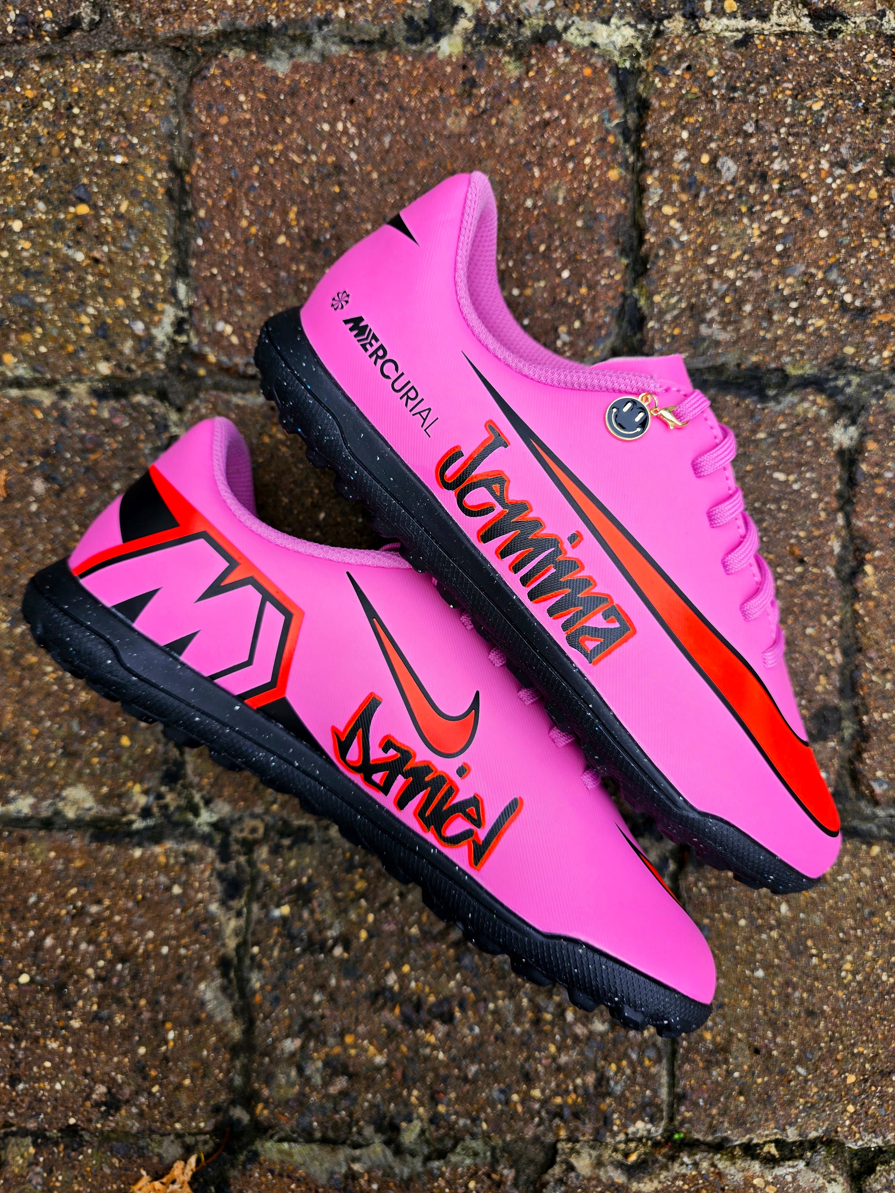 Custom Graffiti Named Nike Mercurial Football Sneakers – Pink
