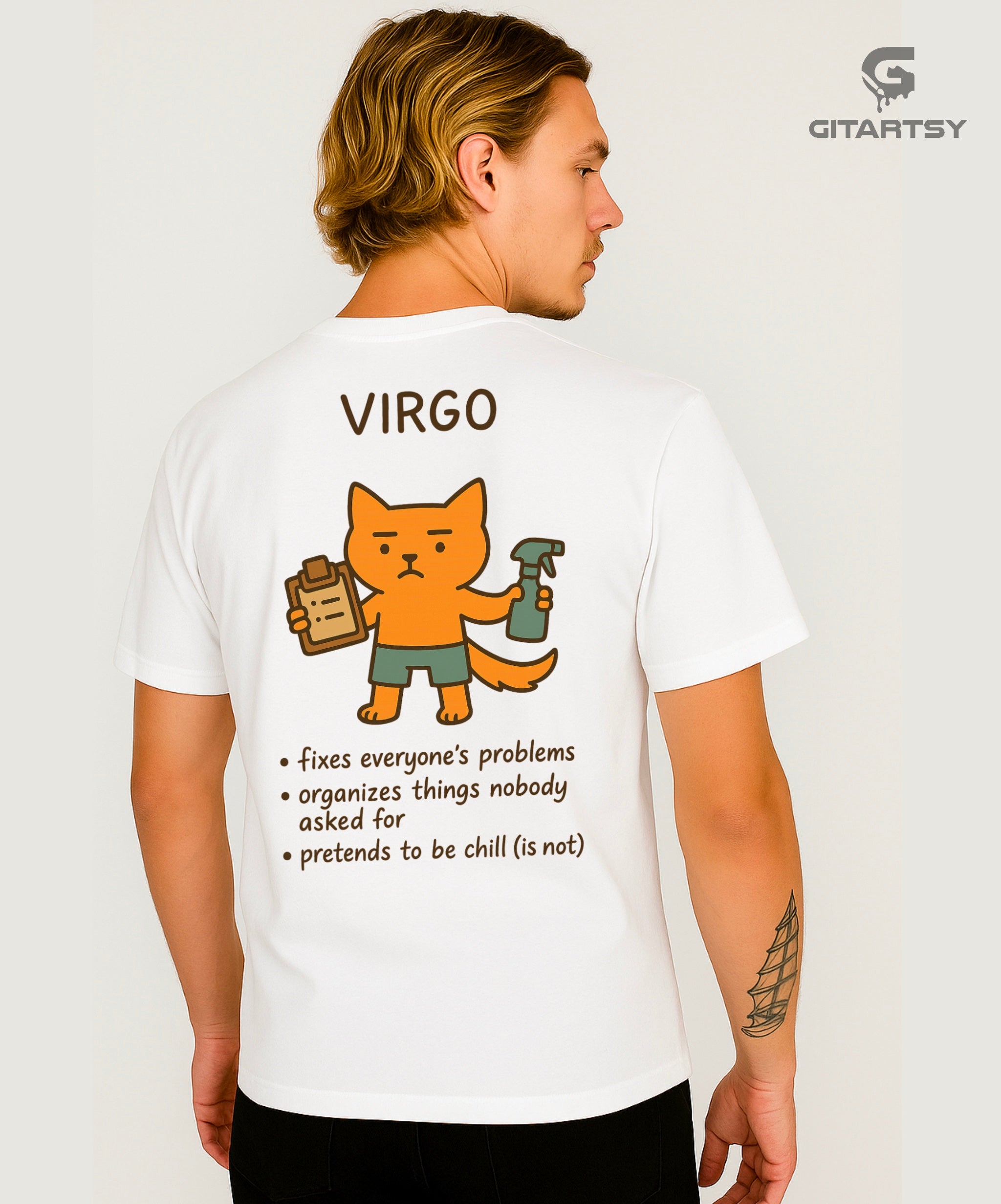 Virgo Zodiac T-Shirt – Funny Clean Freak Cat Astrology Tee (Unisex)