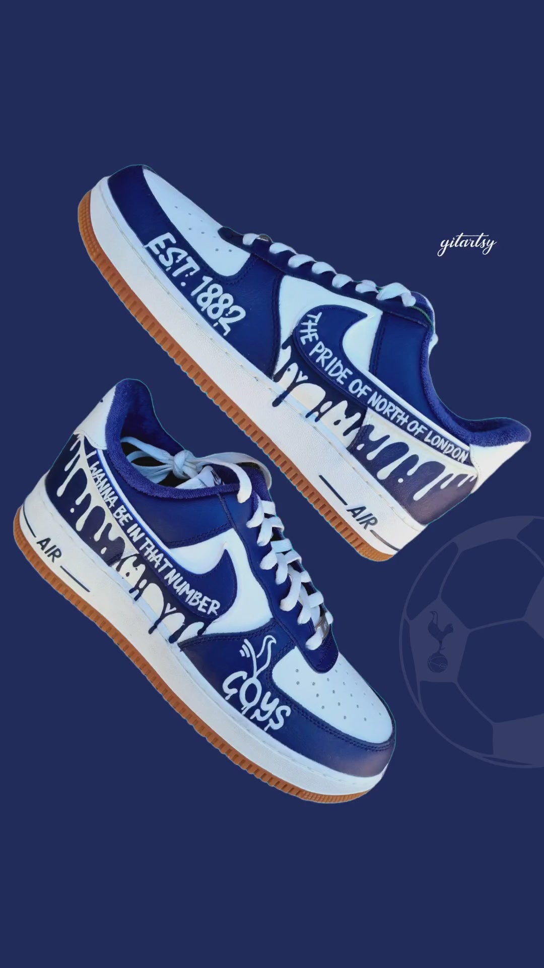 Tottenham Hotspur FC Custom Hand-Painted Nike Sneakers, Spurs Football Fan Shoes, Personalized Gift for football Fans, custom Nike AF1