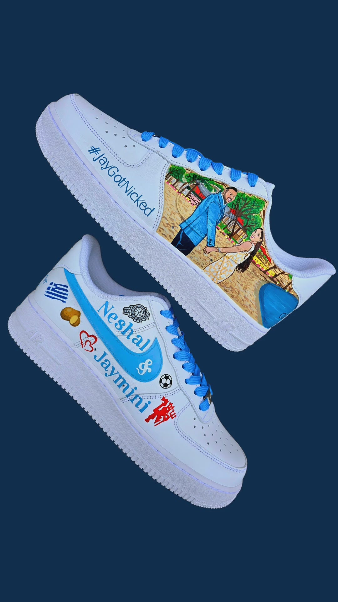 Custom wedding sneakers with beach and love elements  Nike AF1